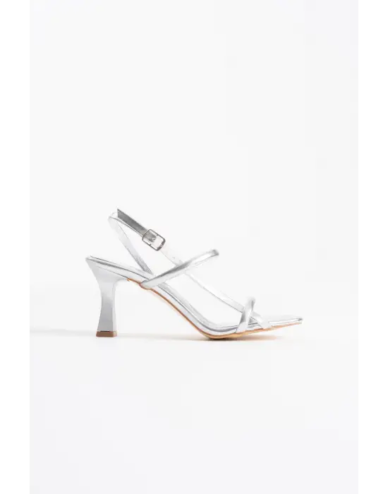 Monya Kadın Gümüş Topuklu Sandalet
