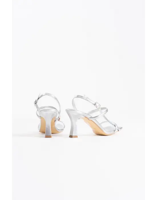 Monya Kadın Gümüş Topuklu Sandalet