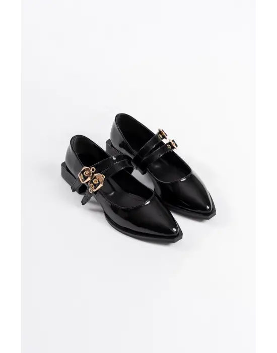 Murder Siyah Rugan Kemer Detaylı Kadın Topuklu Ayakkabı