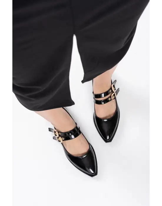 Murder Siyah Rugan Kemer Detaylı Kadın Topuklu Ayakkabı