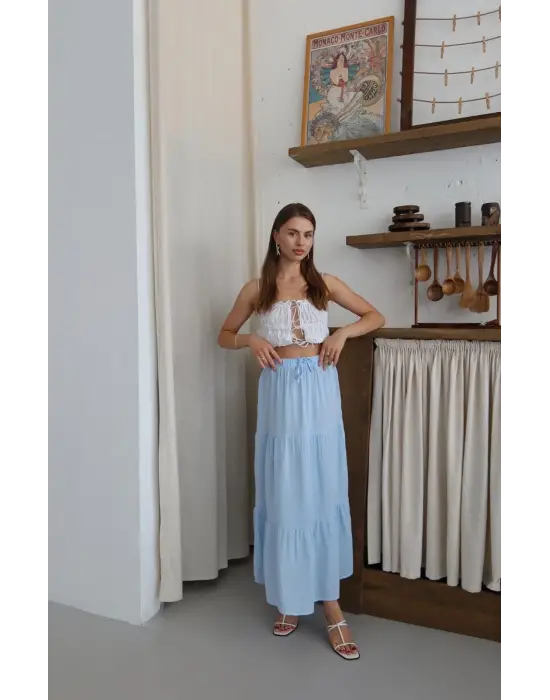 Müslin Kumaş Keten Uzun Etek Mvi Pt