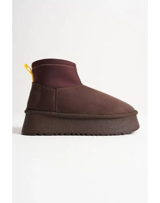 Nadia Kadın Acı Kahve Kışlık İçi Kürklü Kalın Taban Bot