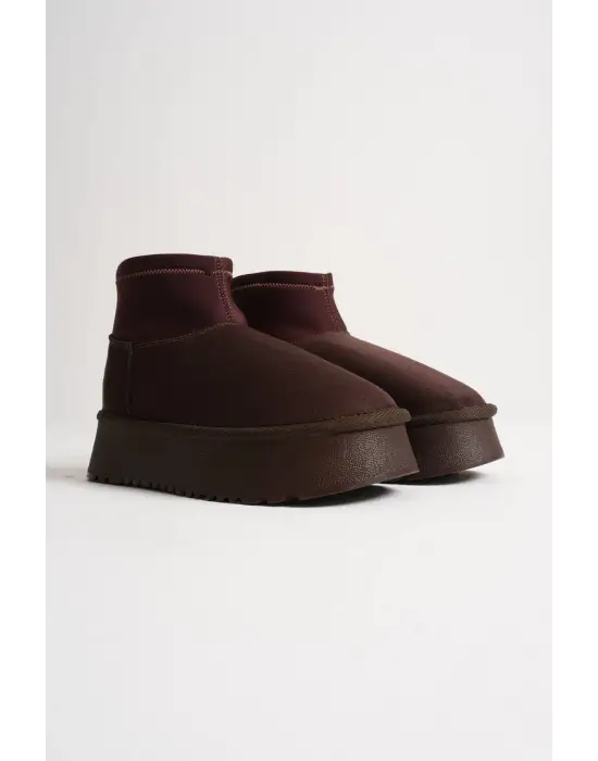 Nadia Kadın Acı Kahve Kışlık İçi Kürklü Kalın Taban Bot