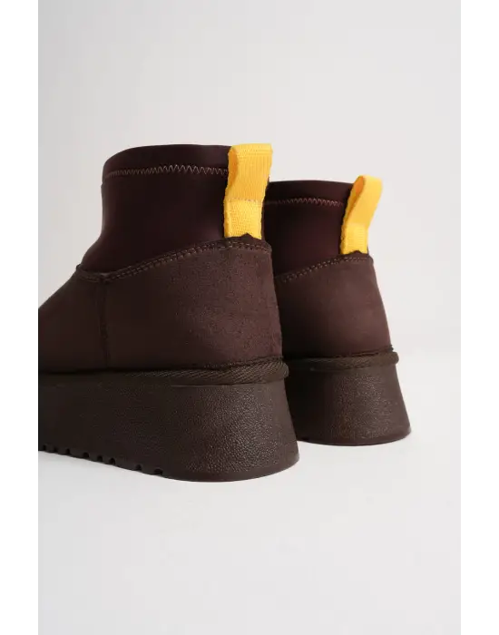 Nadia Kadın Acı Kahve Kışlık İçi Kürklü Kalın Taban Bot