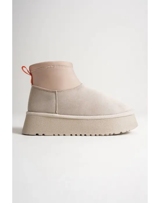 Nadia Kadın Bej Kışlık İçi Kürklü Kalın Taban Bot