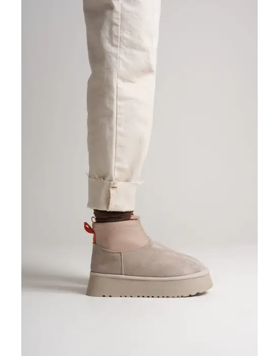 Nadia Kadın Bej Kışlık İçi Kürklü Kalın Taban Bot