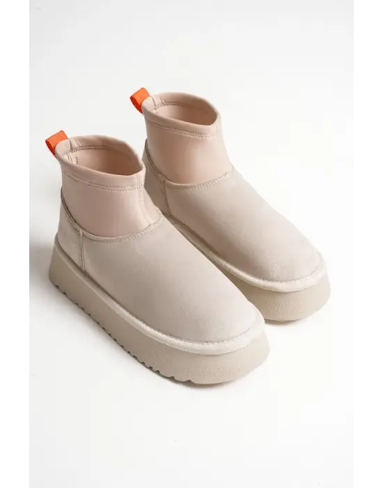 Nadia Kadın Bej Kışlık İçi Kürklü Kalın Taban Bot