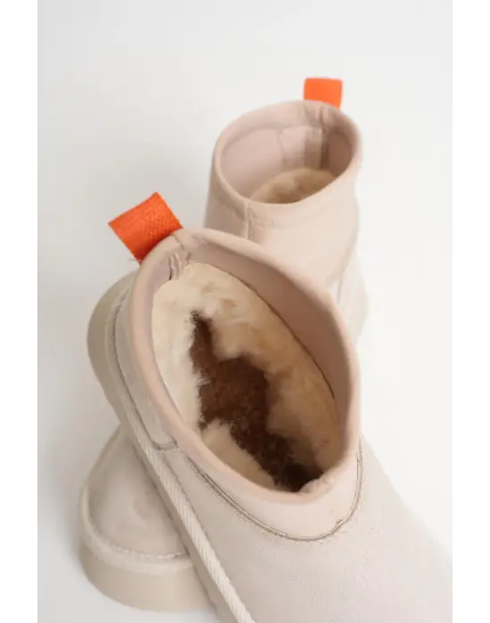 Nadia Kadın Bej Kışlık İçi Kürklü Kalın Taban Bot