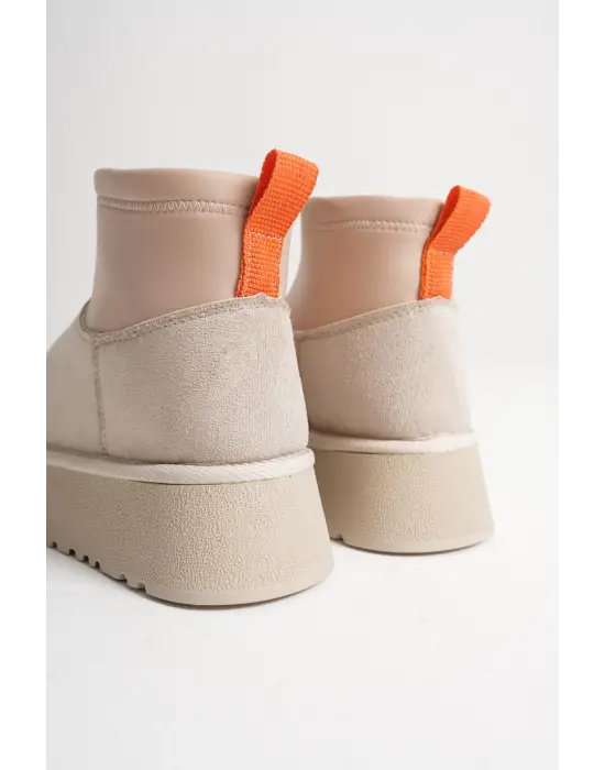 Nadia Kadın Bej Kışlık İçi Kürklü Kalın Taban Bot