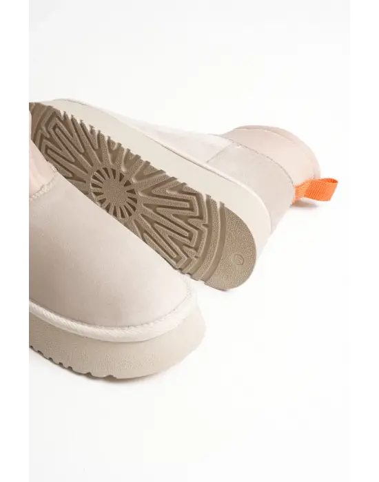 Nadia Kadın Bej Kışlık İçi Kürklü Kalın Taban Bot