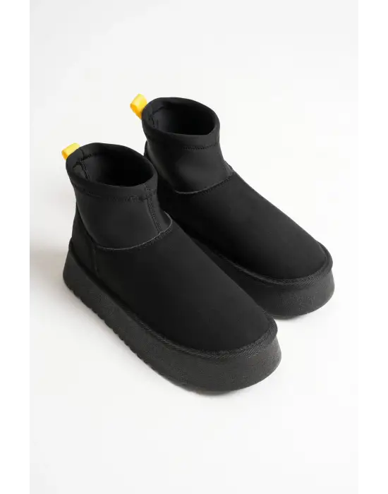 Nadia Kadın Siyah Kışlık İçi Kürklü Kalın Taban Bot