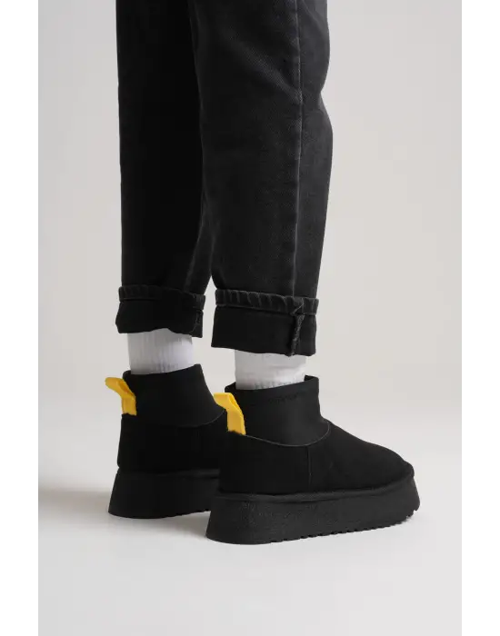 Nadia Kadın Siyah Kışlık İçi Kürklü Kalın Taban Bot