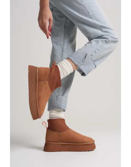 Nadia Kadın Taba Kışlık İçi Kürklü Kalın Taban Bot