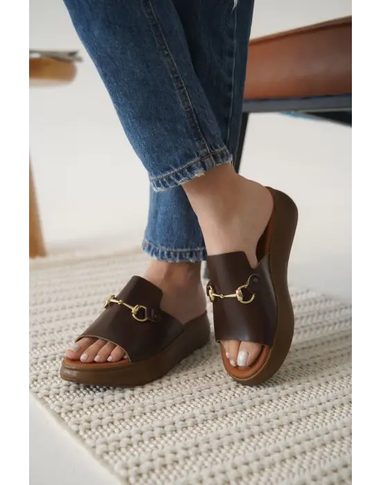 Acı Kahve Hakiki Deri Terlik TR31MY62E