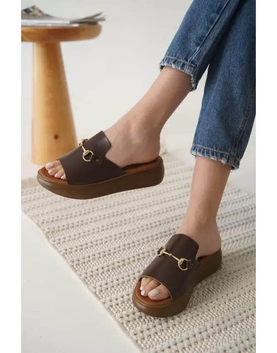 Acı Kahve Hakiki Deri Terlik TR31MY62E