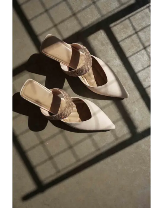 Nina Topuklu Bej Kadın Terlik