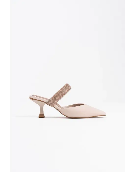 Nina Topuklu Bej Kadın Terlik