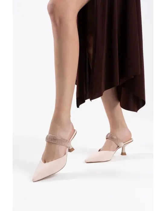 Nina Topuklu Bej Kadın Terlik