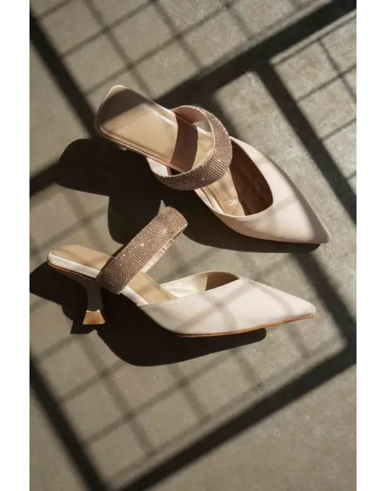 Nina Topuklu Bej Kadın Terlik