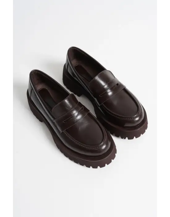 Noir Kadın Günlük Acı Kahve Loafer Ayakkabı