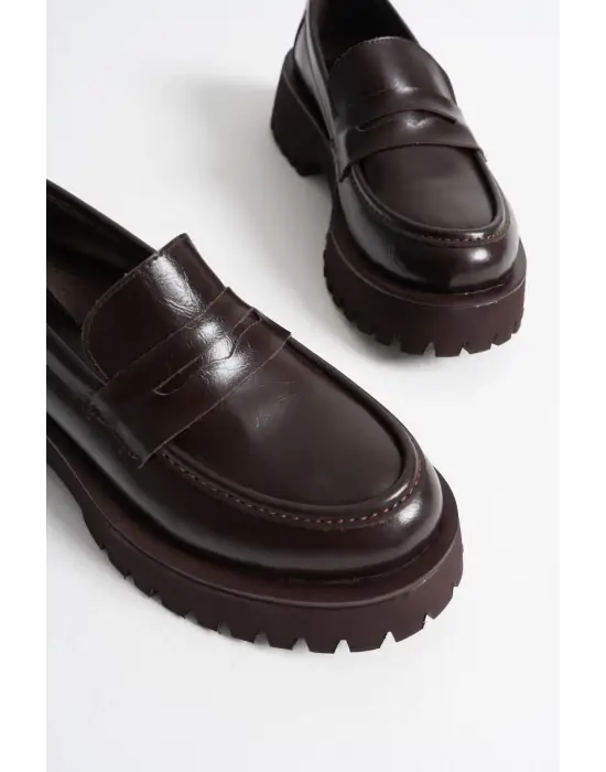 Noir Kadın Günlük Acı Kahve Loafer Ayakkabı