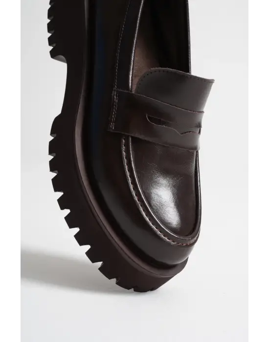 Noir Kadın Günlük Acı Kahve Loafer Ayakkabı