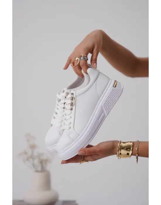 Nova Kadın Gold Detaylı Beyaz Sneaker