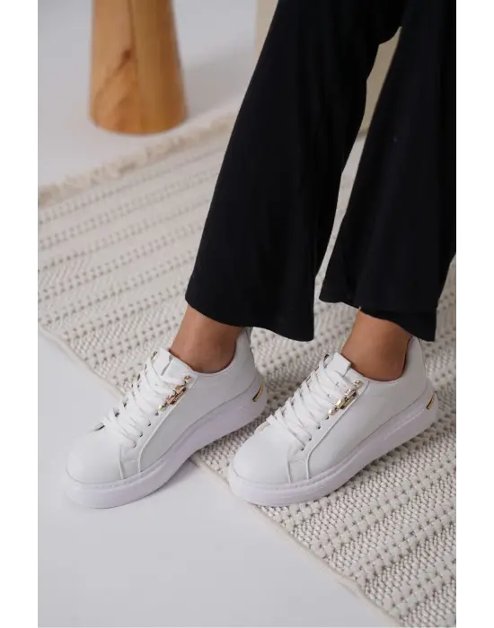 Nova Kadın Gold Detaylı Beyaz Sneaker