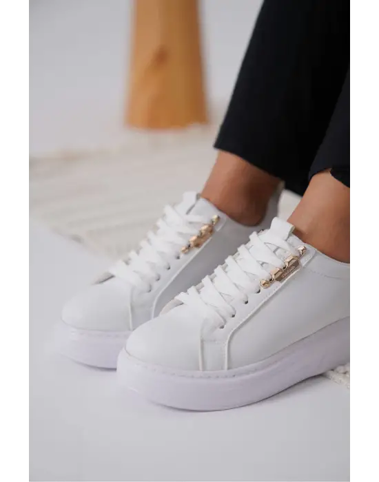 Nova Kadın Gold Detaylı Beyaz Sneaker