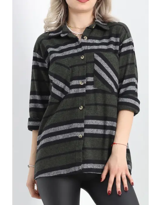 Oduncu Gömlek Haki Siyah