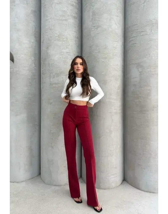 Önü Cumalı İthal Krep Pantolon