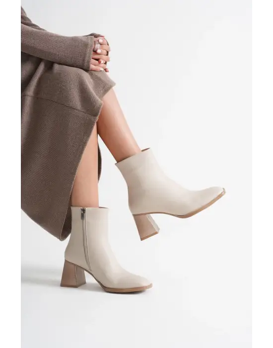 Ornela Kadın Bej Topuklu Bot