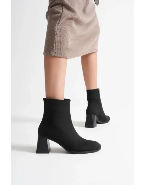 Ornela Kadın Siyah Süet Topuklu Bot
