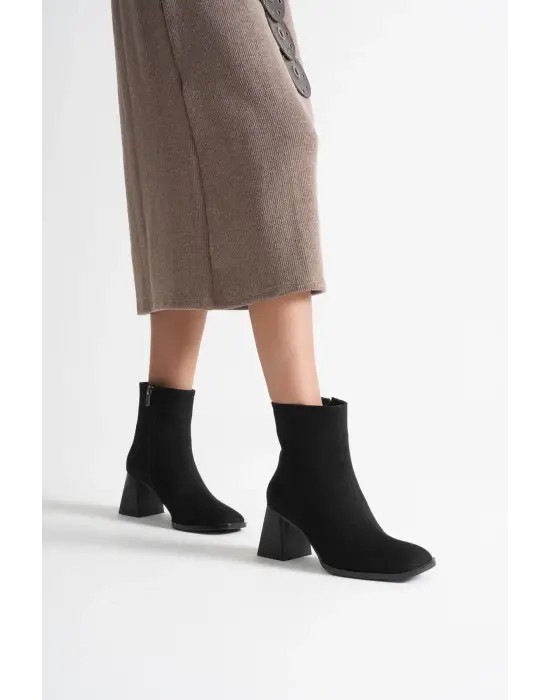 Ornela Kadın Siyah Süet Topuklu Bot