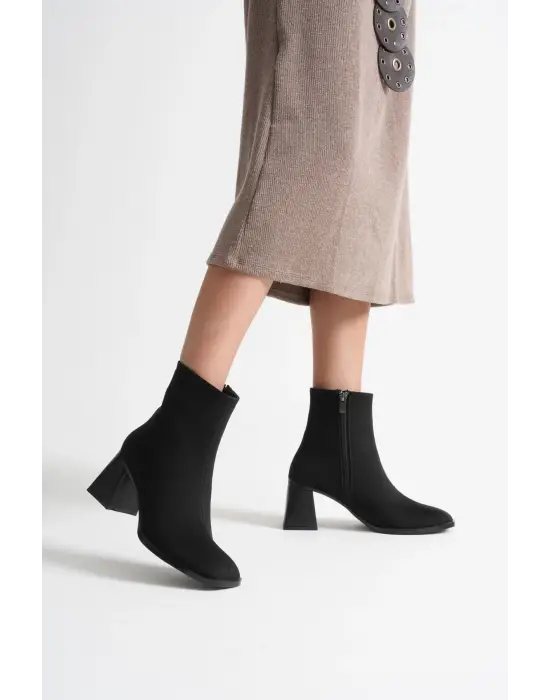 Ornela Kadın Siyah Süet Topuklu Bot