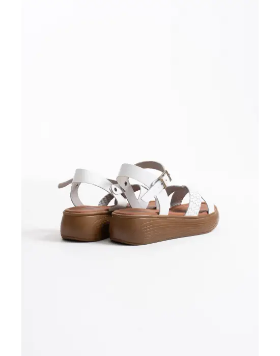 Orwell Beyaz Hakiki Deri Sandalet