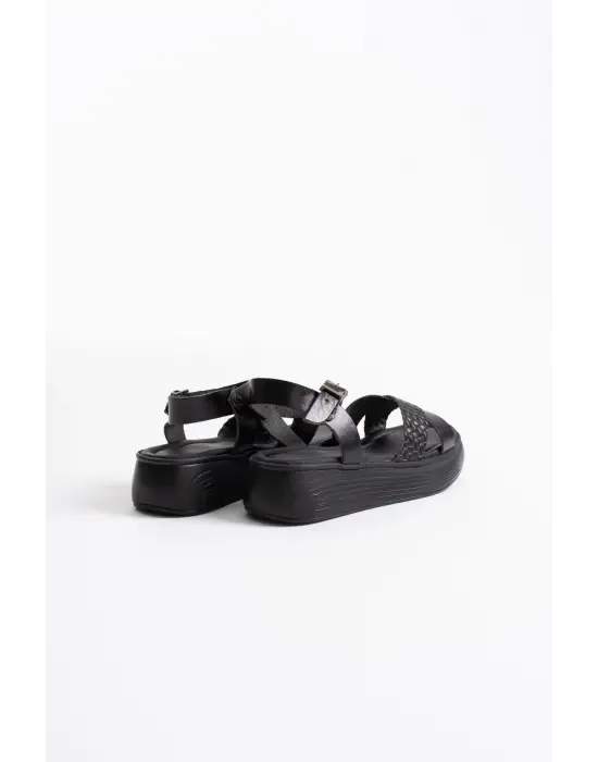 Orwell Siyah Hakiki Deri Sandalet