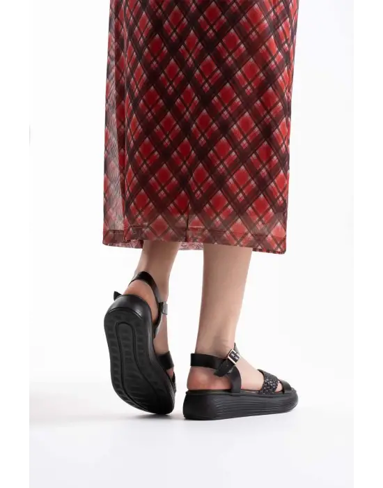 Orwell Siyah Hakiki Deri Sandalet