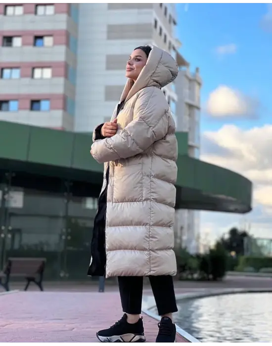 Oversize Uzun Şişme Mont