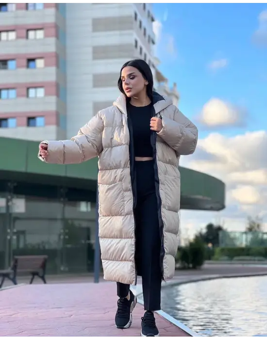 Oversize Uzun Şişme Mont