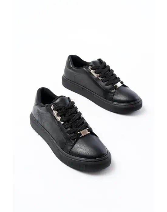 P-910 Siyah Bağcıklı Taban Dikişli Günlük Kadın Spor