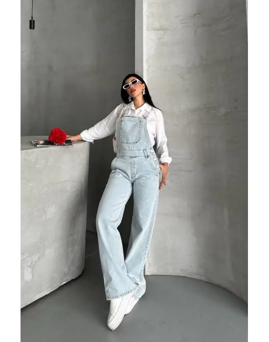 Pantolon Kar Yıkama Salopet Mavi D2514