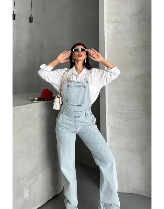 Pantolon Kar Yıkama Salopet Mavi D2514