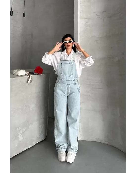 Pantolon Kar Yıkama Salopet Mavi D2514