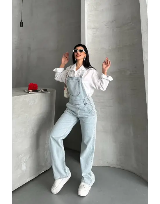 Pantolon Kar Yıkama Salopet Mavi D2514