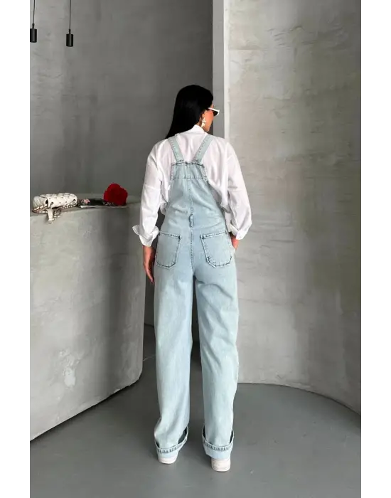 Pantolon Kar Yıkama Salopet Mavi D2514