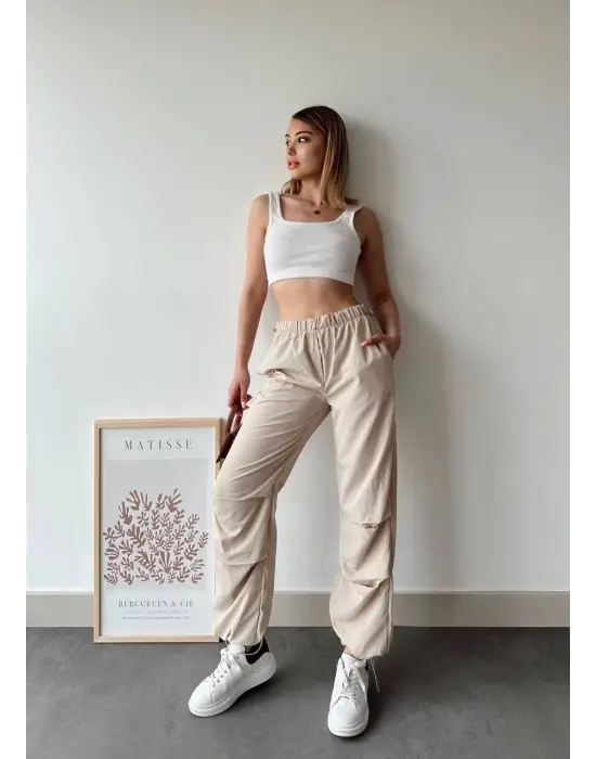 Paraşüt Pantolon Bej