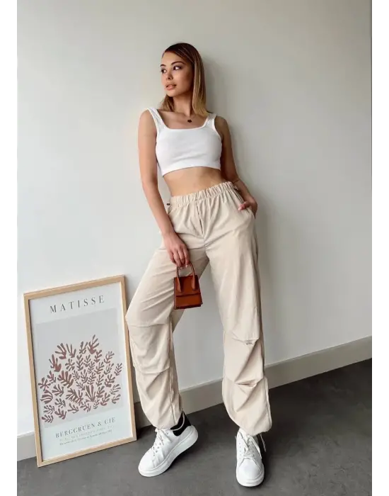 Paraşüt Pantolon Bej