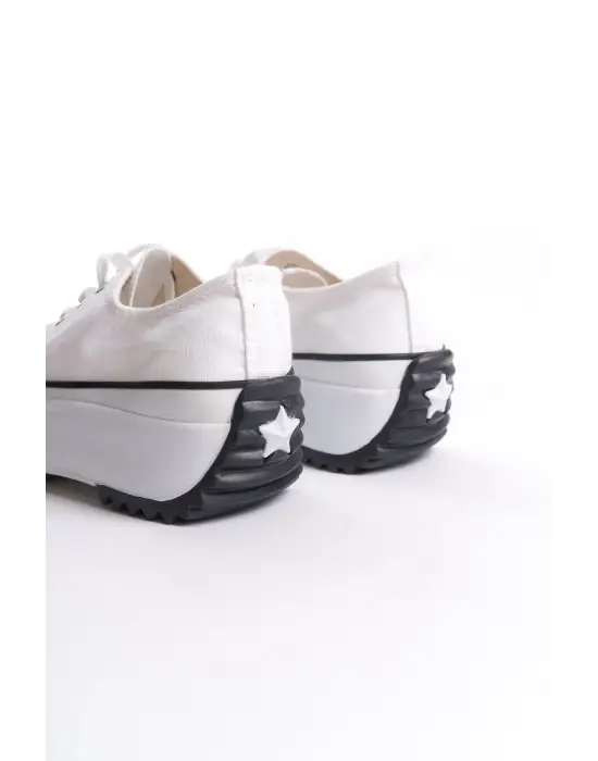 Parıs Bağcıklı Ortopedik Taban Kadın Sneaker Spor Ayakkabı  Bt - Beyaz