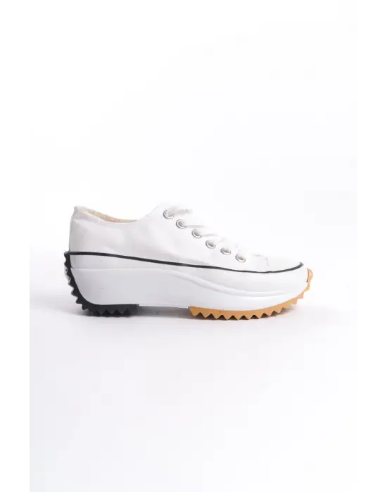 Parıs Bağcıklı Ortopedik Taban Kadın Sneaker Spor Ayakkabı  Bt - Beyaz